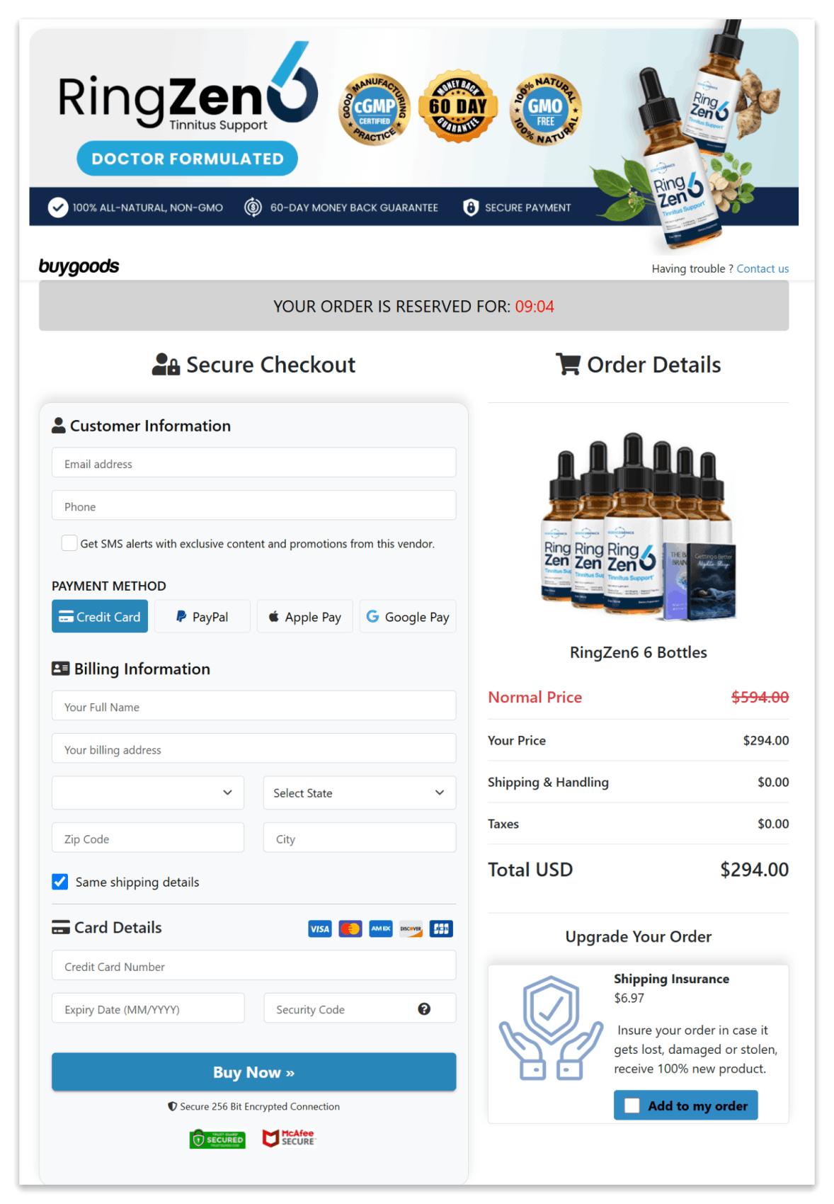 RingZen6 Secure Checkout Page